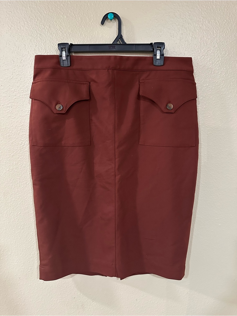 Express Rust-Toned Pencil Skirt with Flap Pockets